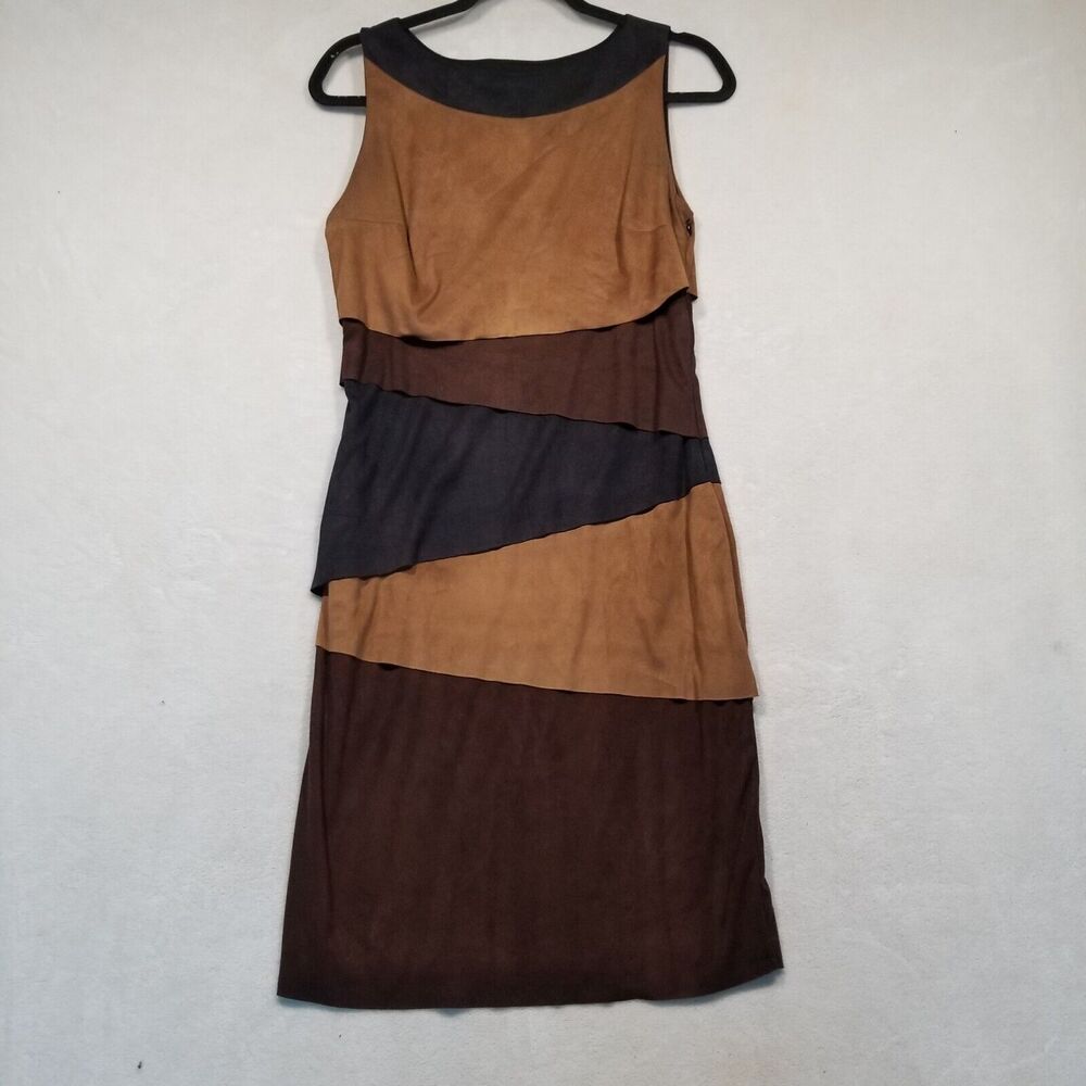 Joseph Ribkoff US 6 Dress Knee Length Suedette Tiered Faux Suede Western Career